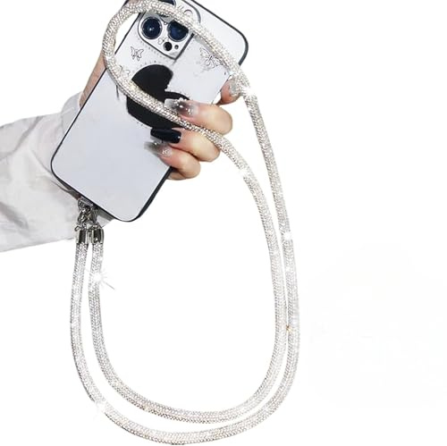 Cordino per Cellulare, Adatto a Tutti Gli Smartphone, Cinturino per Cellulare Abbinabile a Qualsiasi Custodia, Regolabile e Rimovibile solo cordino no cover (GRIGIO BRILLANTINATO da collo lungo)