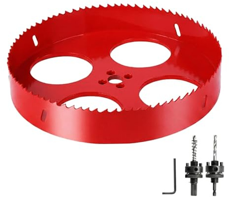 200mm Hole Saw Bi-Metal,Quick Change Arbor,25mm Cutting Depth,10mm Shank | for Electric Drills,HSS Hole Cutter,for Wood Drywall PVC Metal,Large Diameter Drill Bit for Recessed Lighting & Ventilation