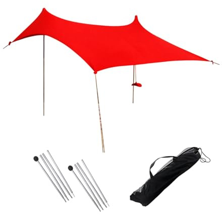 F Fityle Tenda da spiaggia, riparo dal sole per esterni, ombrellone con isolamento termico, facile da installare, con 2 di stabilità per pesca e campeggio, Rosso