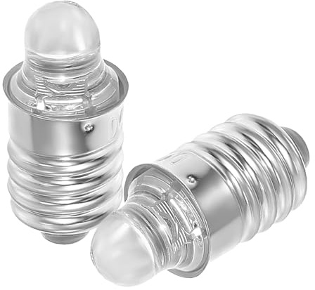CLISPEED Bombilla LED E10 3v Redonda Mini de Repuesto, 2 Piezas | Bombilla Linterna Led, Base de Rosca Miniatura, Lámparas Light Bulbs, Plata