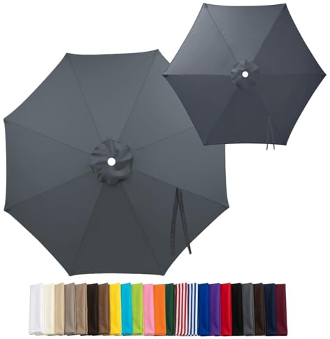 2m 2.15m 2.5m 2.7m 3m 4m Sonnenschirm Ersatzbezug für 6/8 Streben, Wasserdicht Ersatzdach Extra Dick UV 95%, Gartenschirm Bespannung für Terrasse Strand Pool