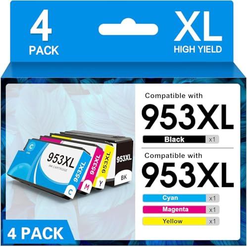PACITEK Cartuchos de Impresora 953XL compatibles con HP 953 XL Multipack 953xl Cartuchos de Impresora para HP OfficeJet Pro 7740 7720 7730 8710 8720 8730 8715 8210 8218 8725 8728 8740 (4 Unidades)
