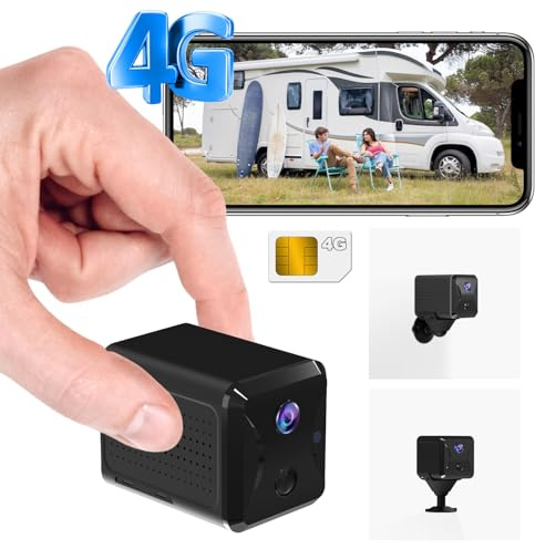 Bextgoo Telecamera con SIM, 4G LTE Telecamera Senza WiFi, FHD 2K Mini Telecamera 4G Batteria 5200mAh, Rilevazione Moviment AI & Allarme, Visione 160°, 2K Visione Notturna, SD/Cloud