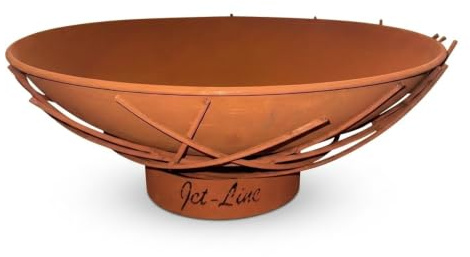 Jet-Line Braciere Doha effetto ruggine, diametro 62 cm, braciere per giardino o terrazza, falò da campeggio per esterni in due ottici