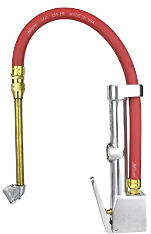 Milton S-516 Analoger Reifenfüller mit Manometer, 38,1 cm Schlauch, gerader Fuß, Verriegelungsfutter, 10-160 PSI