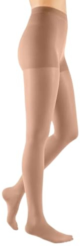 medi mediven elegance Kompressionsstrümpfe Kompressionsstrumpfhose mit angenehmen Tragekomfort | CCL1 | Beige | Größe: V | Geschl. Spitze | Normal | Ohne Haftband