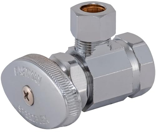 Eastman 3/8 Inch OD Compression x 1/2 Inch FIP Compression Multi-Turn Angle Stop Valve, Brass Plumbing Fitting, Chrome, 04322LF