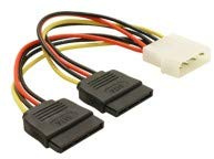 DeLock Lot de 2 adaptateurs Power SATA HDD2x vers 4 broches 10 cm