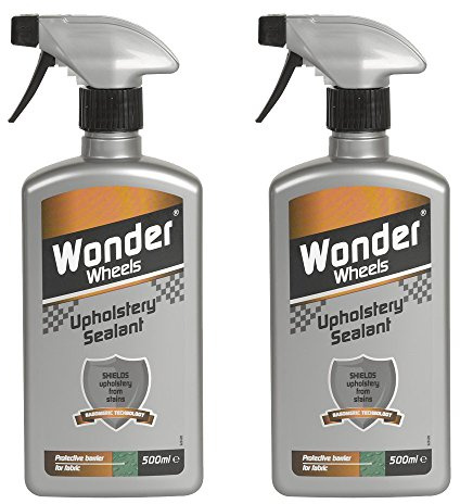 2 x Wonder Wheels Fabric Upholstery Sealant Spray 500ml for Car & Home Upholstery Maintenance