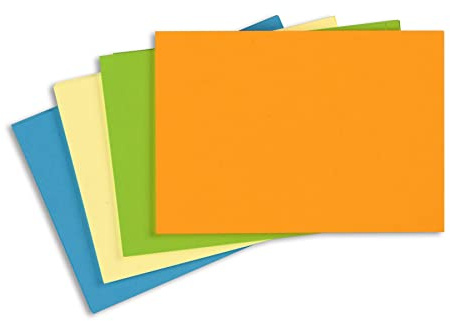 X17- Mind-Papers Nachfüllpack, DIN A8, 100 Karteikarten/Lernkarten, Farbe: blau, grün, hellgelb, orange