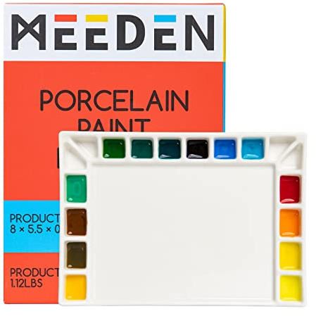 MEEDEN 18-Well Ceramic Artist Paint Palette, Mischen von Porzellan Aquarell Palette für Aquarell Gouache Acryl Ölgemälde, Rechteck 8 von x5-1/2-Zoll