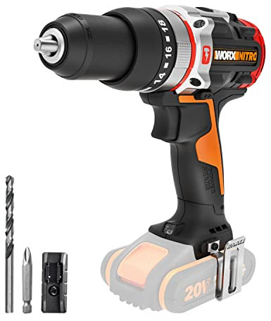 WORX Nitro 18V(20V MAX) Cordless Impact Drill, PowerShare, Slammer Drill, Brushless Motor, 60N.m, 2-Speed Control, 10mm in Reinforced Concrete, Bare Tool Only, 1 x 8mm Masonry Drill Bit, WX354.9