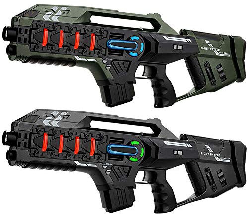 2 Light Battle Connect Anti-Cheat Laser-Tag Gewehre - Metallic-Grün und Grau - Laser-Tag-Set