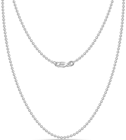 LeCalla Links Sterling Silber Italienischer Schmuck 1,2 mm, 1,50 mm, 2 mm, 3 mm Kugelkette Halskette für Teenager Frauen und Männer (16, 18, 20, 22, 24 Zoll)