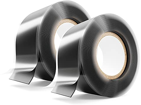 ABSINA greate selbstverschweißendes Isolierband 25 mm x 3 m - 2er Pack Silikonband schwarz für Wasser & Luft - Dichtungsband, Silikon Tape, Reparaturband, Elektro, Isoband Elektriker, Industrieband