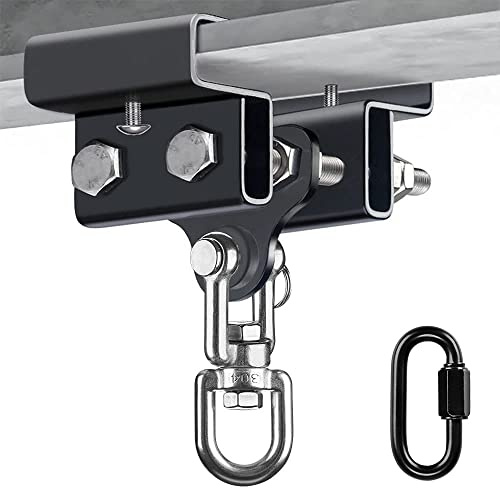 BeneLabel I-Beam Aufhänger Boxsack Balkenklammer Schaukel Befestigung | Sacksack Deckenhalterung Hängesessel Hängematte Turnringe Doppelklemme,Verstellbar,Holz Stahlträger,Karabiner,408kg