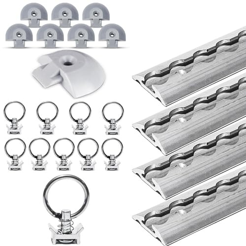Safetytex Airlineschiene Starterset 4 × 1 m 10 Single Fitting | Halbrunde Ausführung, inklusive 8 Endkappen, vielseitig für Ladungssicherung in Transportern, Anhängern und Fahrzeugen