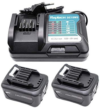 2 Stück BL1041B 4,0Ah Akku mit Ladegerät 10.8V-12V DC10WD DC10SB für Makita 12V Akku BL1015 BL1041B BL1021B BL1016 4000mAh