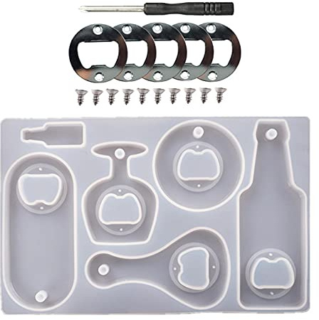 Generic Molde de resina para abrebotellas, llavero, abridor de botellas de resina epoxi, moldes de silicona para abrelatas de resina epoxi, moldes de resina fundida, manualidades
