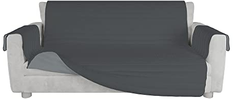 Italian Bed Linen Funda de sofá Bicolor de Microfibra Trendy, Gris Claro/Gris Oscuro, 3 plazas