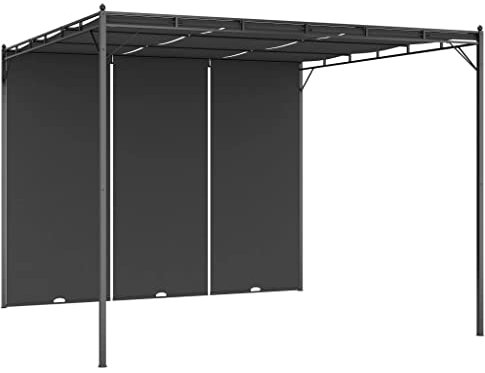 FIRBNUS Cenador de jardín con Cortina Lateral Gris Antracita 3x3x2,25 m Cenadores para Jardin Pergolas De Jardin Cenadores Terraza Exterior Toldos para Patio para Cualquier Evento Al Aire Libre