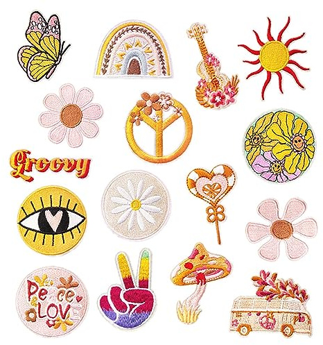 16 Stück bestickte Aufnäher zum Aufbügeln, für Kleidung, Verstärkung, Knie, Kinder, Sticker, Stoff, zum Aufbügeln und Aufnähen, für Jeans, T-Shirt, Hüte, DIY-Zubehör