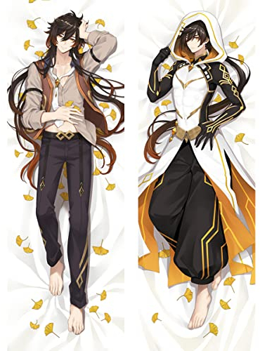 RuiHao Anime Kissenbezug Manga Kissenhülle Für Genshin Impact Zhongli,Anime Pillowcase Digitaler Doppelseitiger Druck Kissenbezug,Seitenschläferkissen Bezug,Bedding Umarmungskissen Bezu