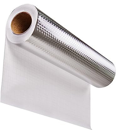 DOITOOL 1 Rollo Etiqueta De La Pared a Prueba De Aceite De Cocina Forro De Aluminio para Cajones De Cocina Fondo De Pantalla Recubrimiento Pegatinas a Prueba De Aceite Papel De Aluminio