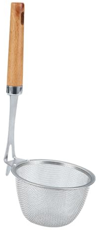 OUNONA Stainless Steel Slotted Spoon 10.83 Inch Pasta Strainer Basket with Handle Multi-Functional Noodle Colander for Boiling Frying Draining and Hot Pot Cooking