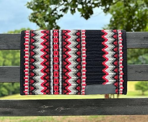 EQUIGEAR Western Show Horse Satteldecke aus neuseeländischer Wolle, Western-Design, handgefertigte Satteldecke, Wollpolster, Sensor Flex (Anpassung möglich) SA02 (34 x 33)
