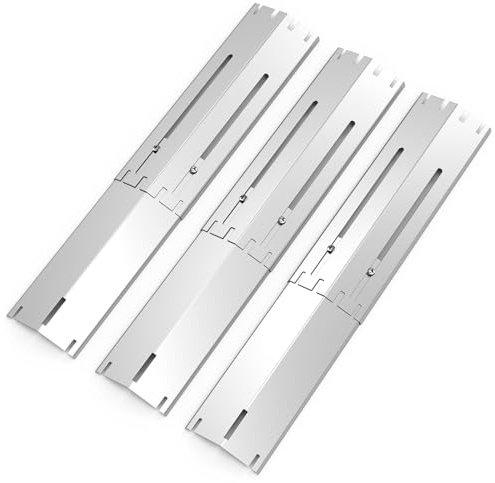 Ricambi regolabili da 34 a 53,3 cm, piastre riscaldanti per barbecue compatibili con la maggior parte dei modelli di griglie a gas, universali per diffusori di calore (acciaio inossidabile, 3 pezzi)