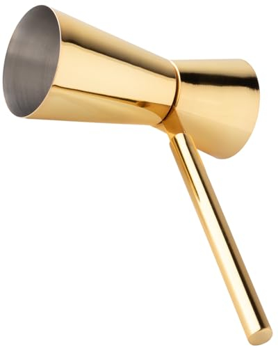 Gold Stainless Steel Cocktail Double Jigger - Professional Bartender Tool, Efficient Sturdy Handle. 30ml/60ml Measure Ideal for Home & Professional Bar Use, Durable & Efficient. 5 Year Guarantee.
