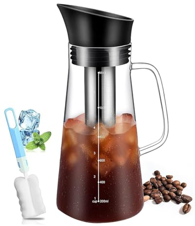 Cold Brew - Caffettiera in vetro e coperchio ermetico, 1,2 l
