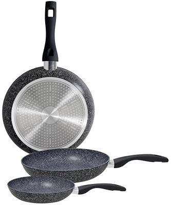 Tognana Black Gemstone, set 3 padelle 20/24/28 cm, alluminio, nero