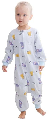 HAHASHOW Baby Sommer Schlafsack mit Füßen Baumwolle Schlafsack mit langen Ärmeln für Babys (18-24 Monate)
