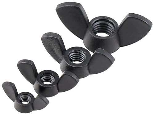 Sicherungsmuttern, 50 Stück, schwarz/weiß, Kunststoffmutter, Flügelmutter, Flügelmutter, Flügelmutter aus Kunststoff, M3, M4, M5, M6, M8, M10, M12 (Farbe: Weiß, Größe: M10) (Farbe: Weiß, Größe: M12) (