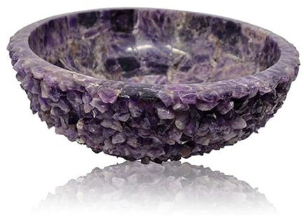 Lavabo da appoggio in resina di ametista crysral, forma rotonda, 30,5 x 30,5 cm, con look di lusso
