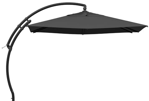 Sun Garden Easy Sun TM Ampelschirm 300 x 300 cm | quadratisch | Aluminium Anthrazit | 100% Olefin (ca. 190 g/m²) | 360° drehbar | Öffnung mit Kurbel | Bezug in Anthrazit B057