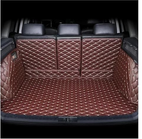 DZSYINGCHUSM Kofferraummatte Für Q7 7 Sitze 2006-2015 2016-2022 Innendetails Vollständige Abdeckung Maßgefertigte Kofferraummatten Antirutschmatte(Kaffee)
