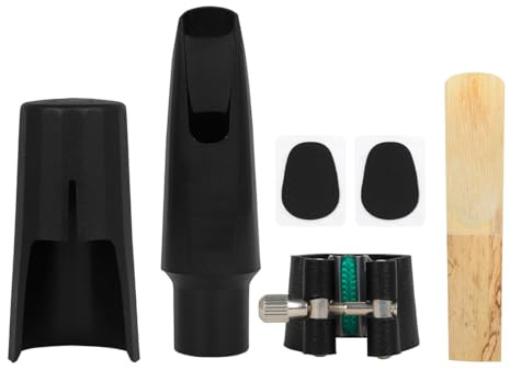 OriGlam Tenor Saxophone Mouthpiece Kit, Sax Ligature Fastener Sax Saxophone Kit with Leather Ligature Reed Cushions and Plastic Cap