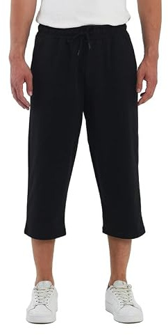 COMEOR Herr bomull 3/4 caprishorts med fickor – sommar vardag lounge kort lös passform, träning jogging atletisk gymkläder, löpning sport kläder