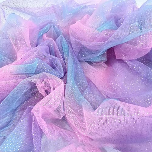 Whakano 3 m Glitzer Pailletten Tüll Stoff 150 cm Breit Netzstoff zum Nähen Dekostoff,Steppstoff zum DIY Nähen Basteln Dekorieren,Schleifen Bühne Kostüm Kleid,Haarschmuck,Hochzeit Party Deko,Rosa Lila
