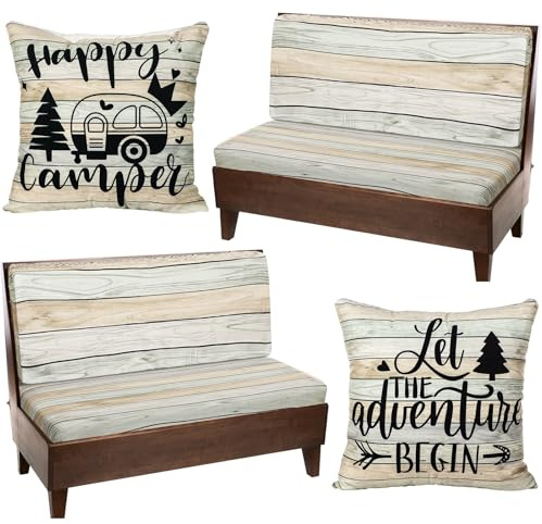 HunnmingRe 6 Pcs Rv Dinette Cushion Covers Stretch Washable Rv Dinette Cushion Covers Camper Accessories for Camper Car Bench, 2 Pillowcase, 2 Backrest and 2 Bench Replacement(Classic)
