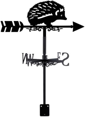 SUPERDANT Hedgehog Weather Vane Cute Hedgehog Weathervanes Black Metal Wind Vanes Animal Weather Vanes Weathervane Garden Ornament for Farmhouse Garden Outdoor Yard Roof Shed Paddock Decoration