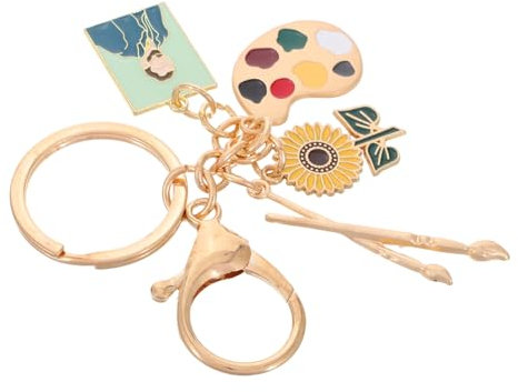 Toddmomy Paint Palette and Brush Keychain Art Teacher Keyrings Artistic Charm for Painters and Students Outdoor Travel Bag Accessory