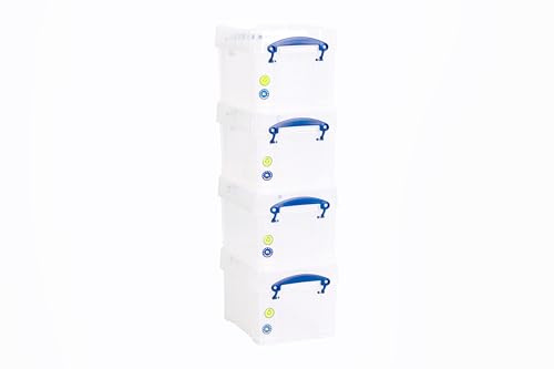 Really Useful Box Plastic Storage 3 Litre Clear (Pack Of 4)