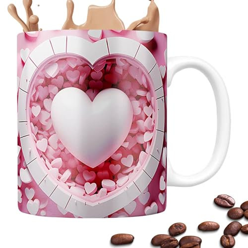 Tazze da caffè di San, tazze a forma di cuore con decorazioni di San, Tazza in ceramica con tazza di San, Tazzine da caffè espresso Decorazioni da scrivania, Tazza da caffè da 350 ml Tazza da tè, D