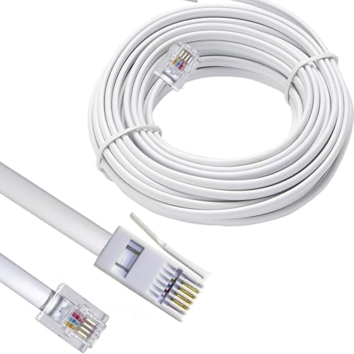 Zguziji Cavo Internet da telefono BT a RJ11 6P2C, 20 m, bianco, per BT, Internet, banda larga, modem, router e telefono fisso