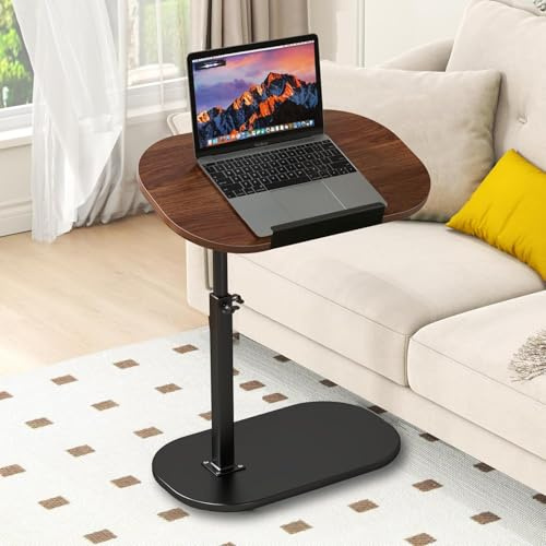 WLSANX Table d'appoint, Table d'angle en forme de C pour canapé, Tables d'appoint en forme de C pour salon et chambre à coucher pour canapé, lit, chaise, collation (noyer)
