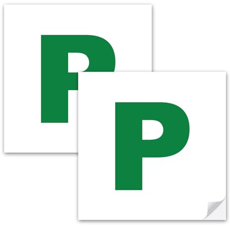 SAFESIGN (2 Pack) P Plates Stickers Self Adhesive (180 x 180 mm) P Sign for New Driver Waterproof P Sticker for New Driver Pass Plates